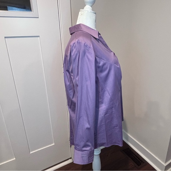Lane Bryant Purple Button-Front Blouse • Plus Size 20 • 97% Cotton / 3% Spandex - Picture 3 of 9